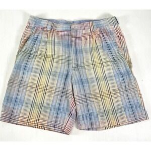 CORBIN g.t. Rhodes‎ Menswear Seersucker Madras Plaid Shorts Preppy Size 36 RL